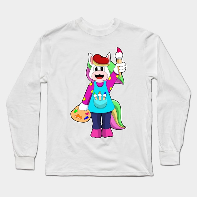 Unicorn as Painter Long Sleeve T-Shirt by Markus Schnabel